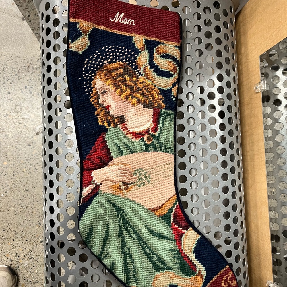 Vintage Needlepoint 
Christmas Stocking with Angel Design